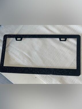 Black Rhinestone Embellished License Plate Frame